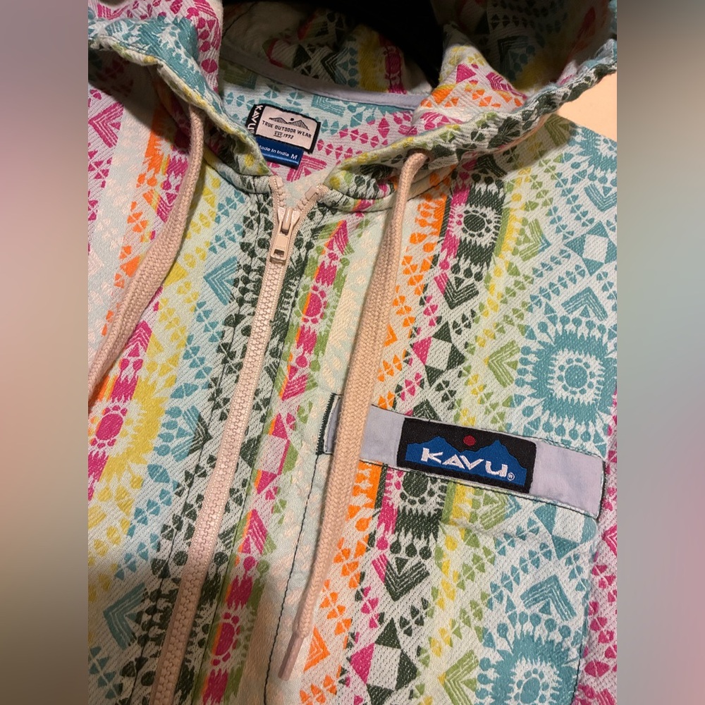 KAVU Saratoga Light-weight Hoodie Summer Love Size M - Picture 4 of 11